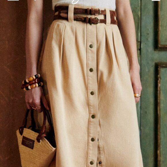 Sezane Clarina Skirt in Safari Beige size 36 - Picture 2 of 5